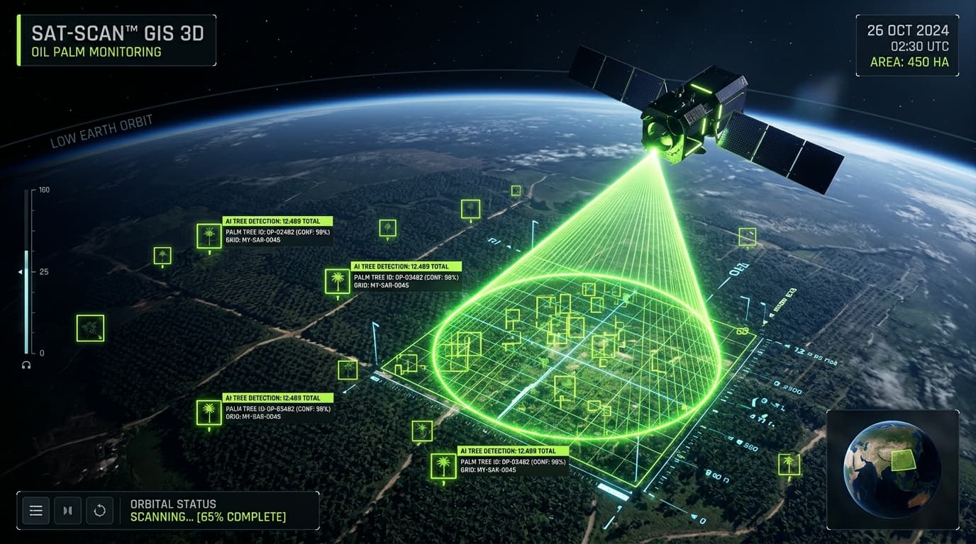 JagadView GIS Satellite Scanning & Tree Counting AI Visualization